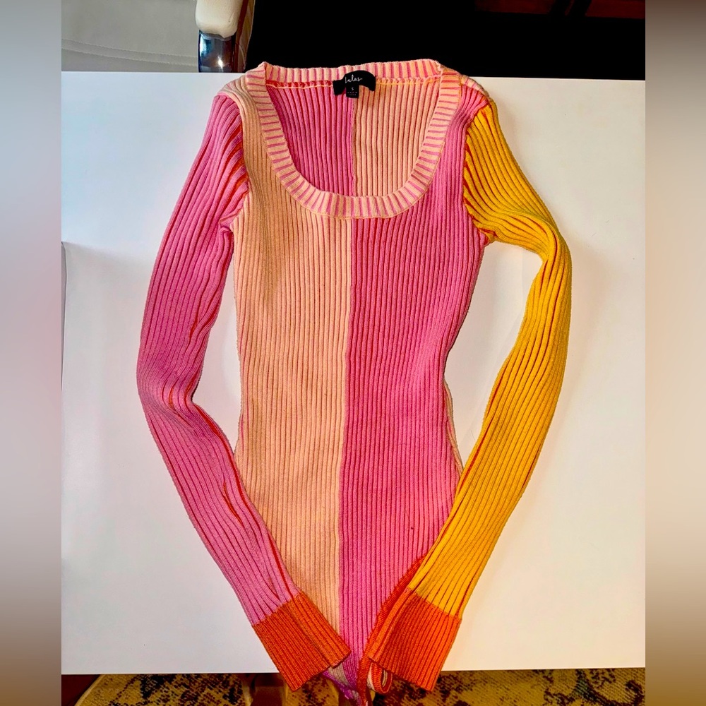 Colorful Striped Women's Sweater Bodysuit